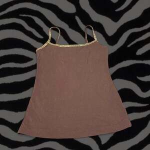 Vintage Y2K F.A.N.G Brown Cami Top with Gold Sequin Trim, Size L